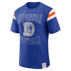 Denver Broncos Darius Rucker Collection Distressed Throwback Shoulder Stripe T-Shirt Royal