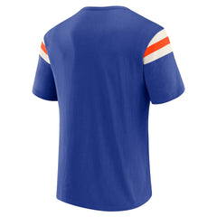 Denver Broncos Darius Rucker Collection Distressed Throwback Shoulder Stripe T-Shirt Royal