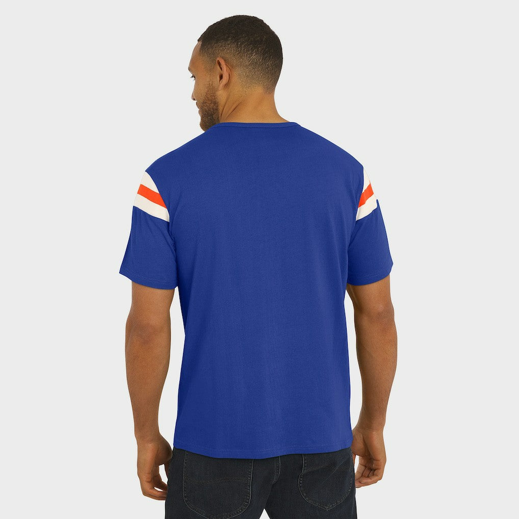 Denver Broncos Darius Rucker Collection Distressed Throwback Shoulder Stripe T-Shirt Royal