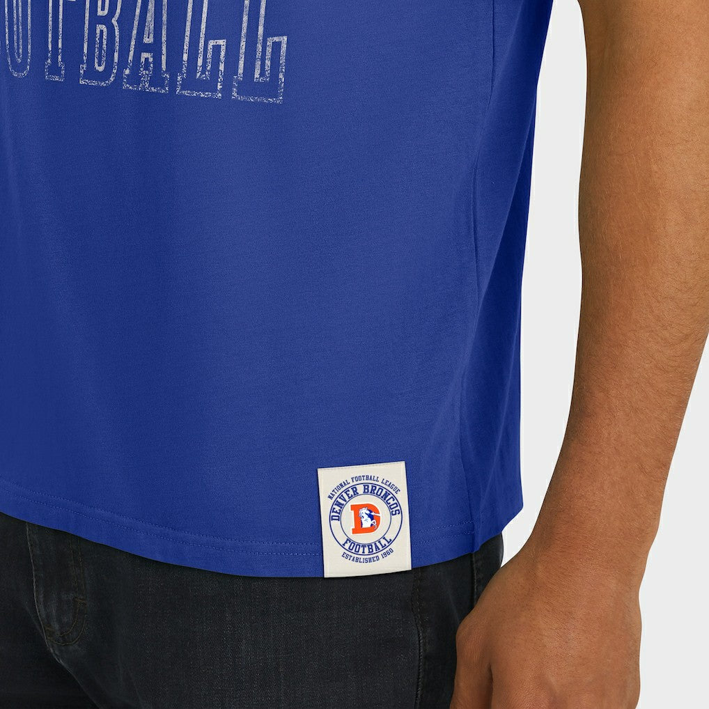 Denver Broncos Darius Rucker Collection Distressed Throwback Shoulder Stripe T-Shirt Royal
