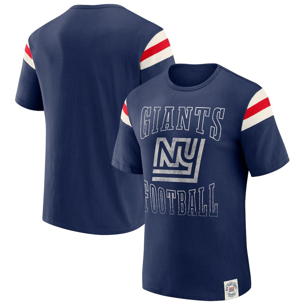 New York Giants Darius Rucker Collection Distressed Throwback Shoulder Stripe T-Shirt Royal