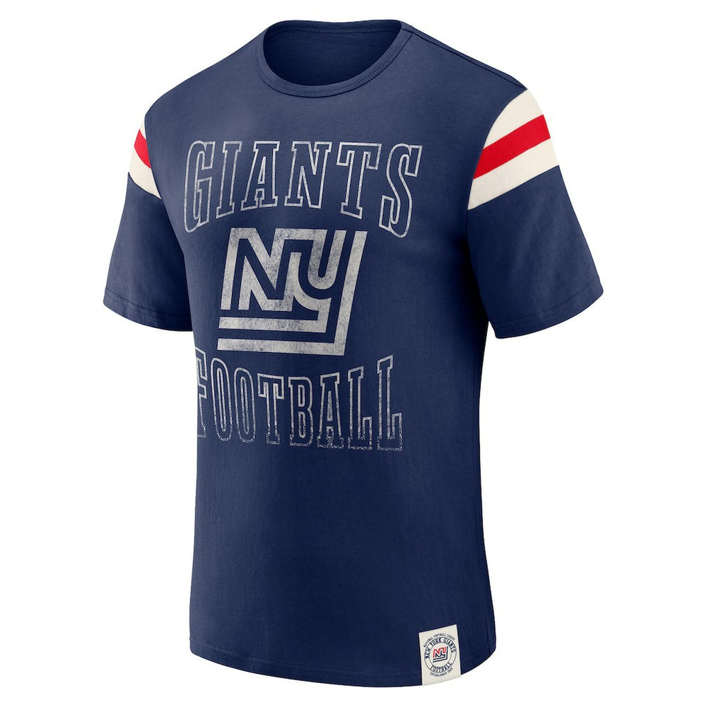 New York Giants Darius Rucker Collection Distressed Throwback Shoulder Stripe T-Shirt Royal