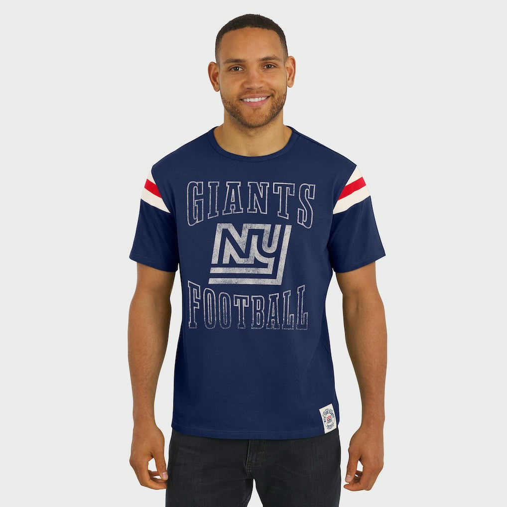 New York Giants Darius Rucker Collection Distressed Throwback Shoulder Stripe T-Shirt Royal
