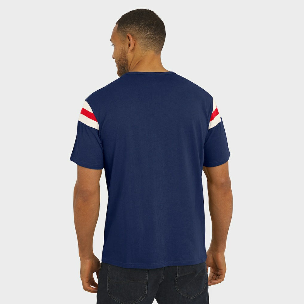 New York Giants Darius Rucker Collection Distressed Throwback Shoulder Stripe T-Shirt Royal