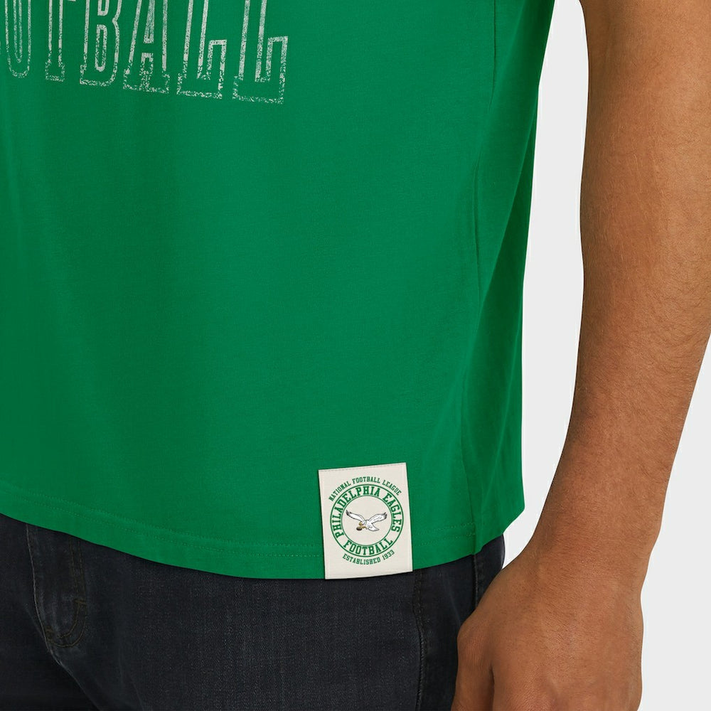 Philadelphia Eagles Darius Rucker Collection Distressed Throwback Shoulder Stripe T-Shirt Kelly Green