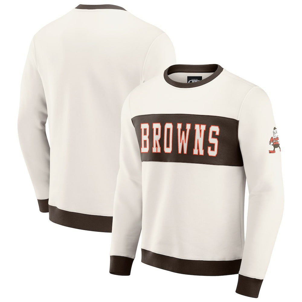 Cleveland Browns Darius Rucker Collection Colorblock Pullover Sweatshirt Cream