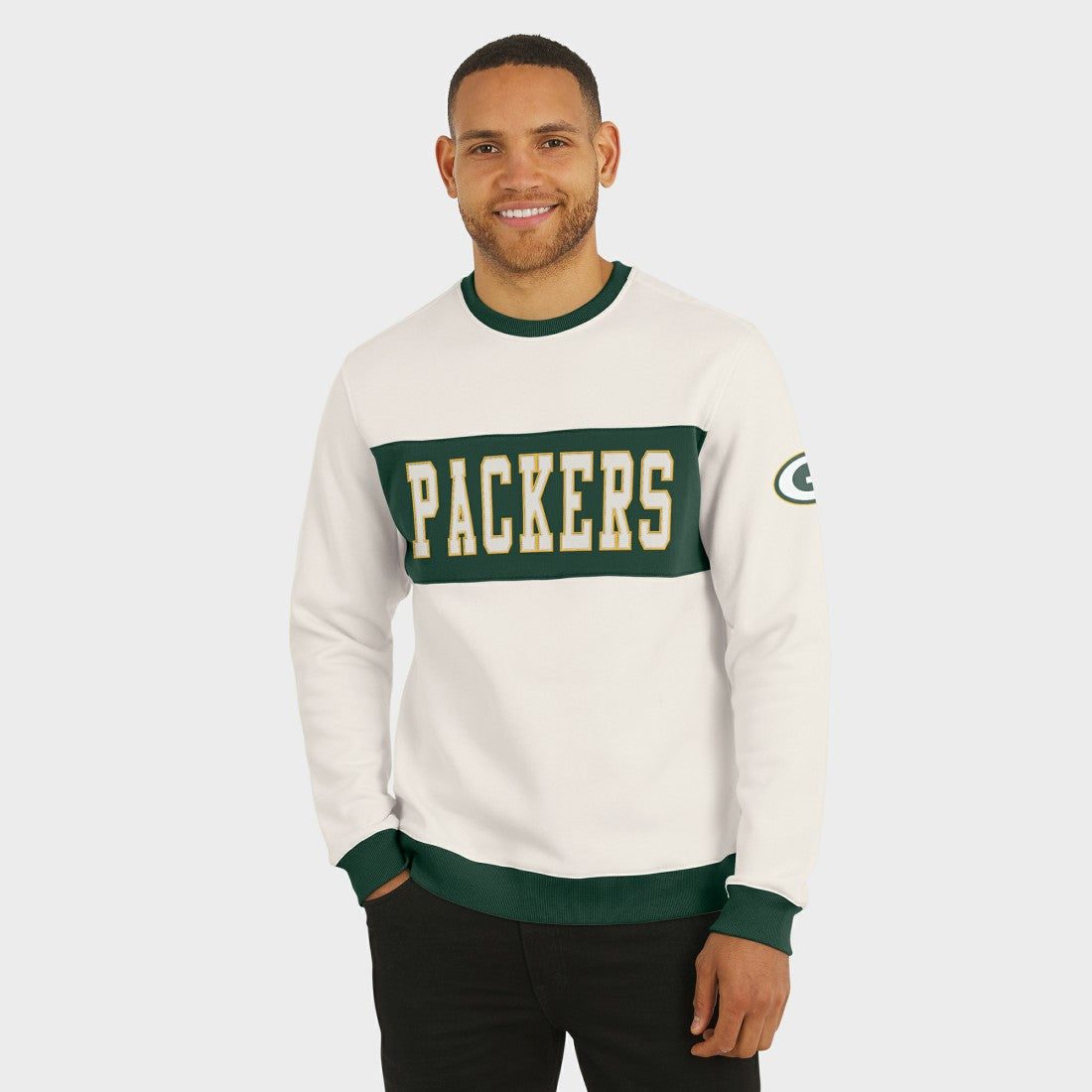 Green Bay Packers Darius Rucker Collection Colorblock Pullover Sweatshirt Cream