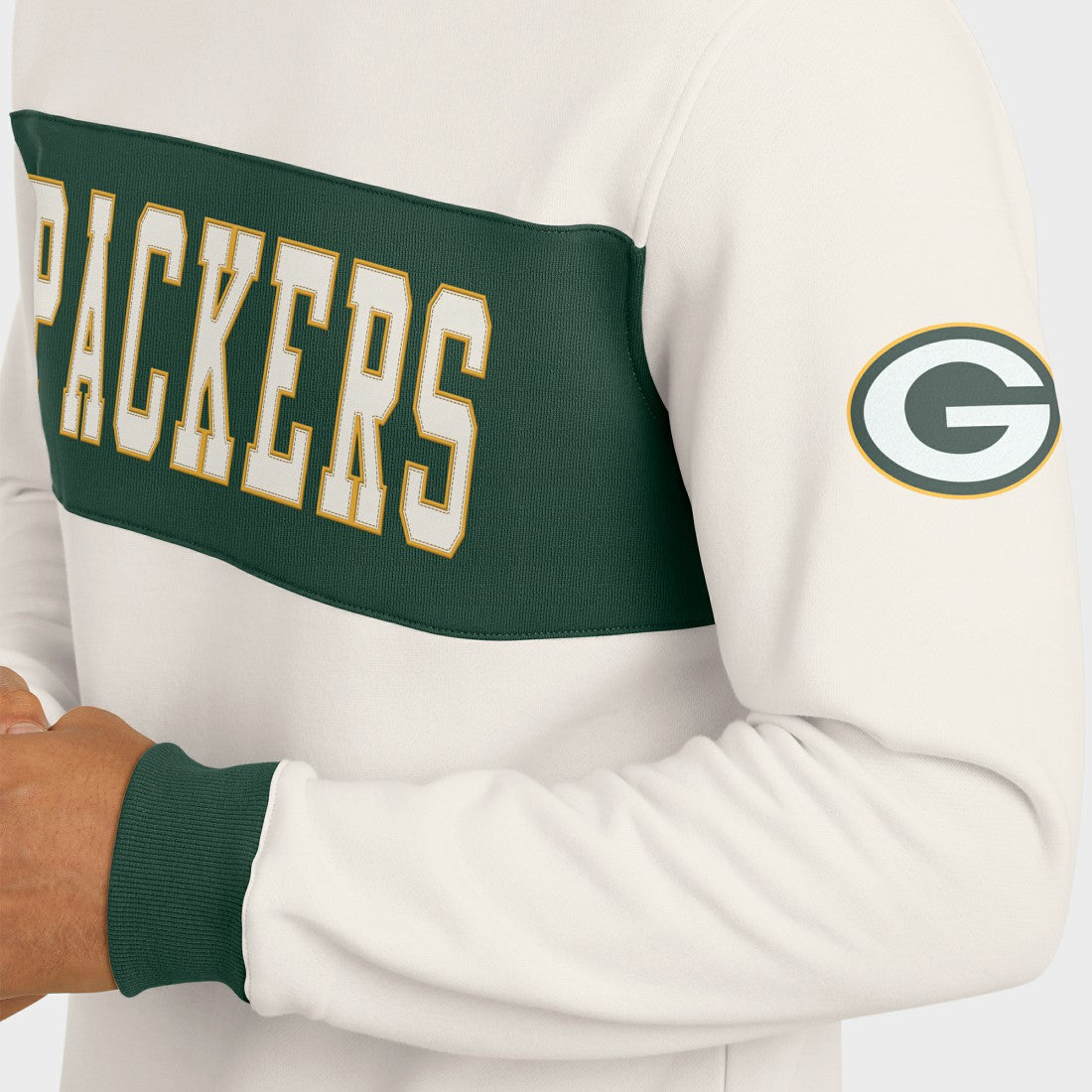 Green Bay Packers Darius Rucker Collection Colorblock Pullover Sweatshirt Cream