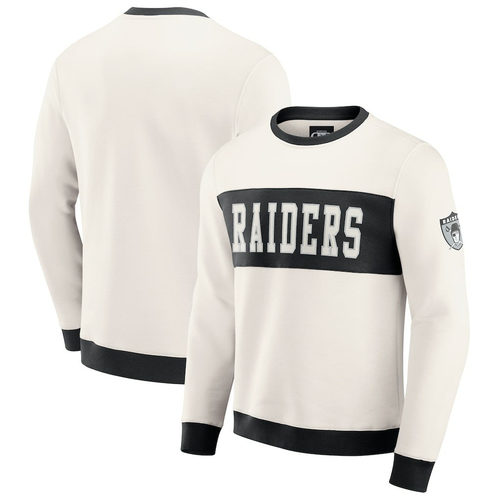 Las Vegas Raiders Darius Rucker Collection Colorblock Pullover Sweatshirt Cream