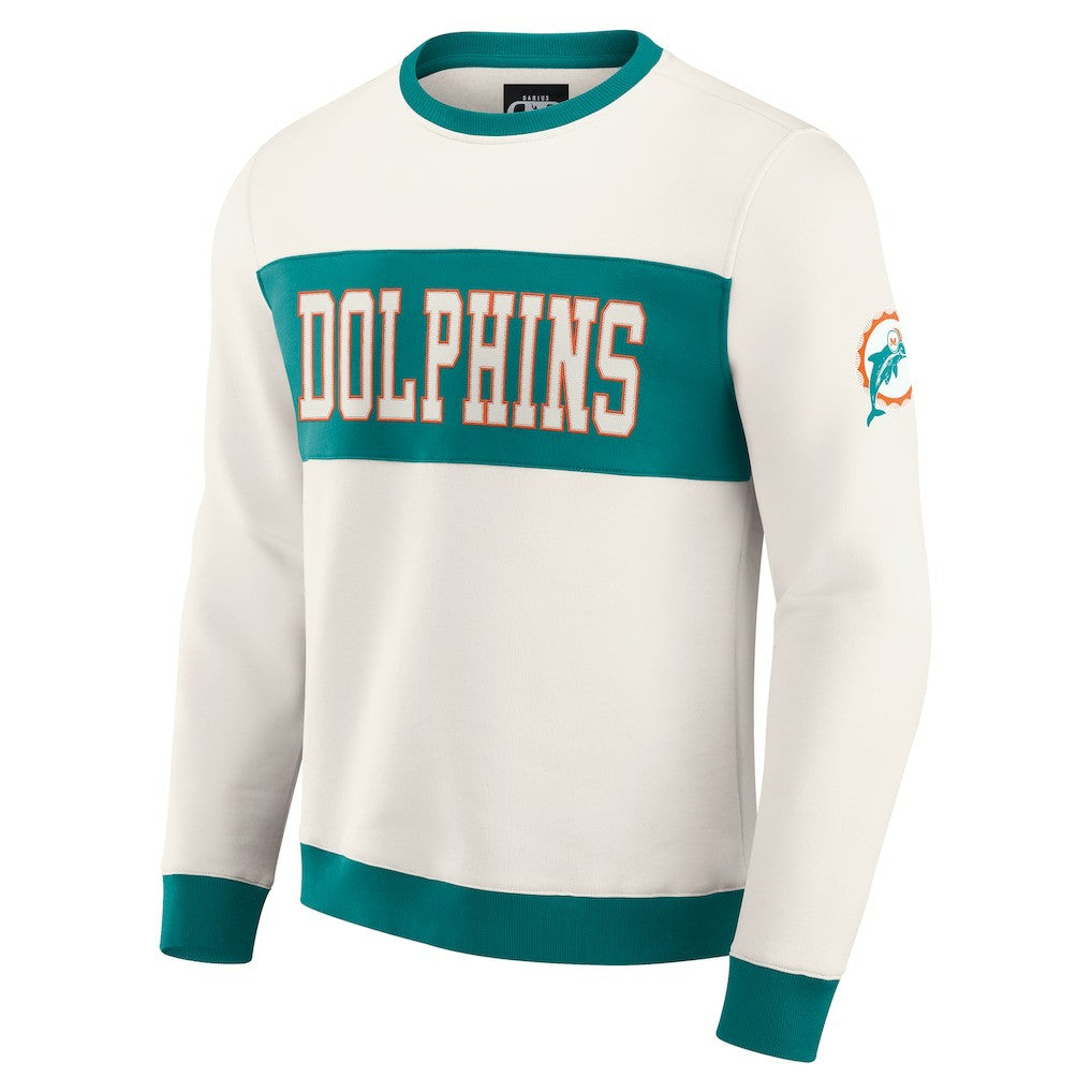 Miami Dolphins Darius Rucker Collection Colorblock Pullover Sweatshirt Cream