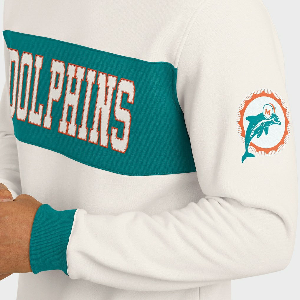 Miami Dolphins Darius Rucker Collection Colorblock Pullover Sweatshirt Cream