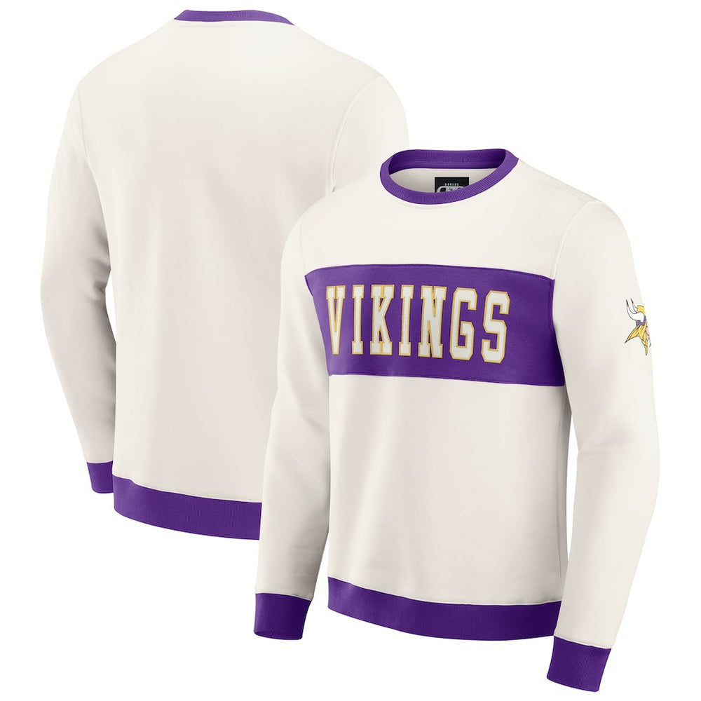 Minnesota Vikings Darius Rucker Collection Colorblock Pullover Sweatshirt Cream