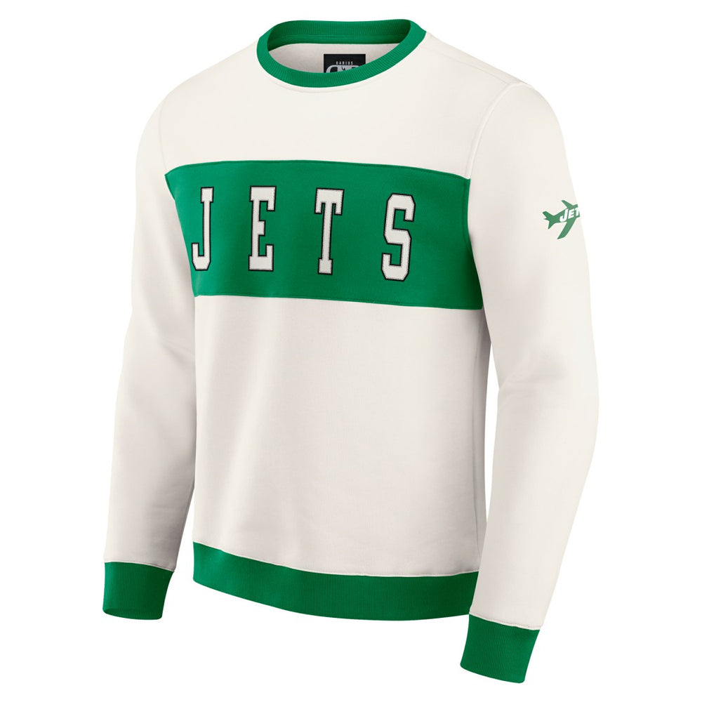 New York Jets Darius Rucker Collection Colorblock Pullover Sweatshirt Cream