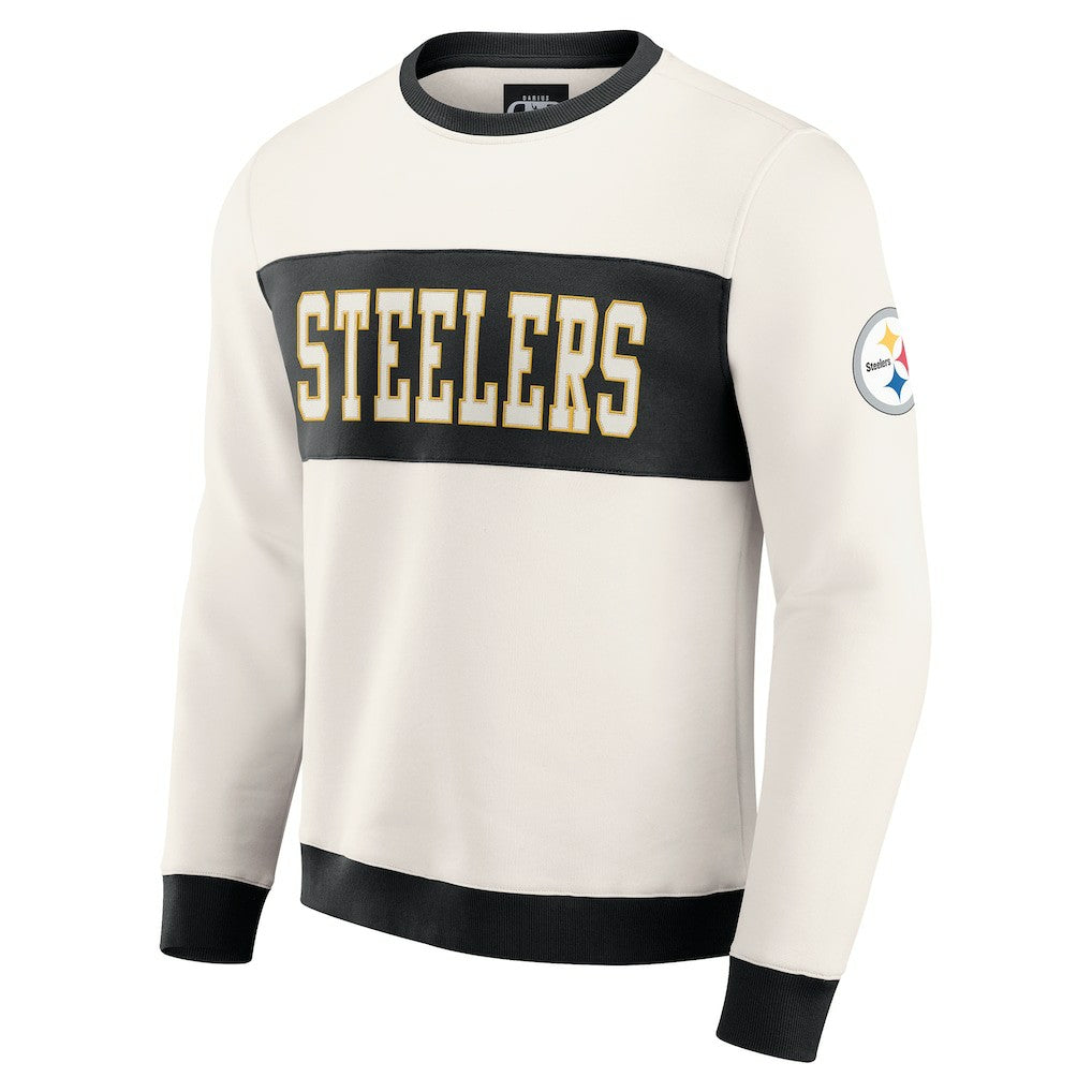 Pittsburgh Steelers Darius Rucker Collection Colorblock Pullover Sweatshirt Cream