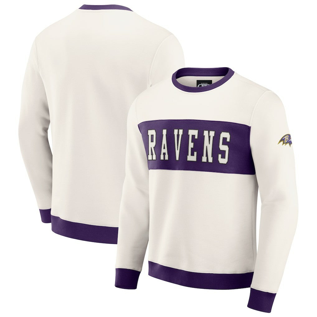 Baltimore Ravens Darius Rucker Collection Colorblock Pullover Sweatshirt Cream