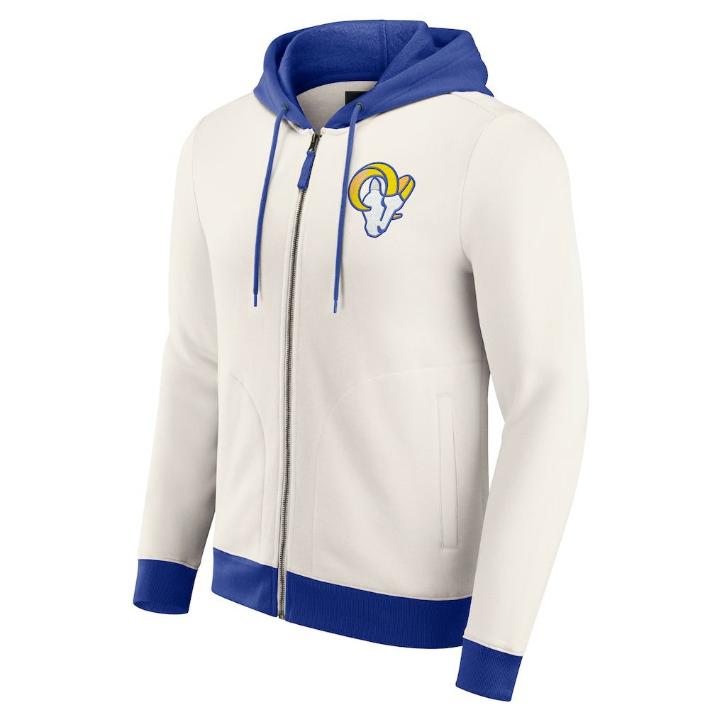 Los Angeles Rams Darius Rucker Collection Distressed Graphics Full-Zip Hoodie Cream