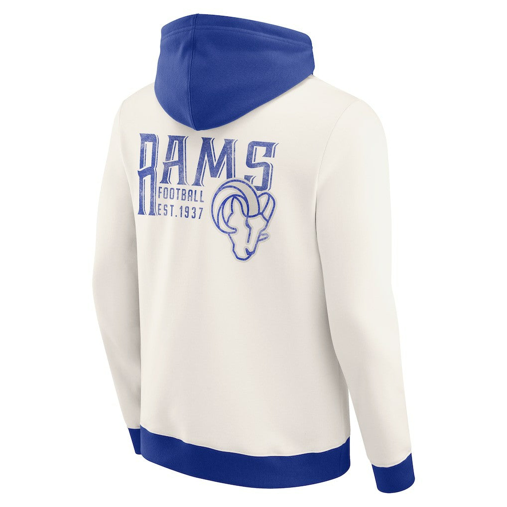 Los Angeles Rams Darius Rucker Collection Distressed Graphics Full-Zip Hoodie Cream