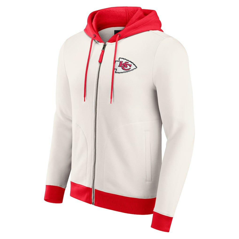 Kansas City Chiefs Darius Rucker Collection Distressed Graphics Full-Zip Hoodie Cream