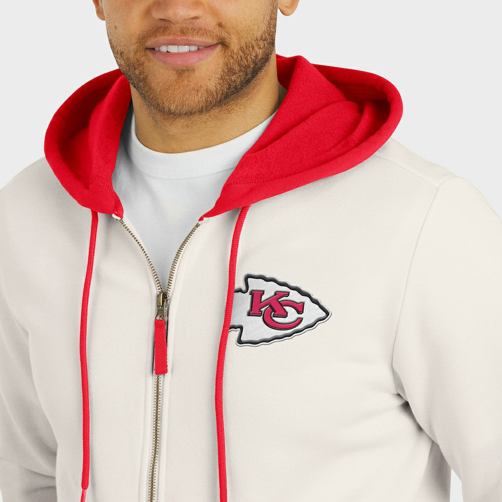Kansas City Chiefs Darius Rucker Collection Distressed Graphics Full-Zip Hoodie Cream