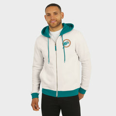 Miami Dolphins Darius Rucker Collection Distressed Graphics Full-Zip Hoodie Cream