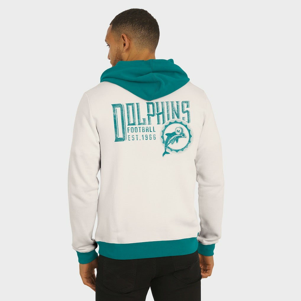 Miami Dolphins Darius Rucker Collection Distressed Graphics Full-Zip Hoodie Cream