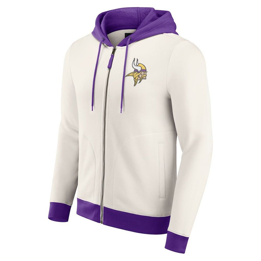 Minnesota Vikings Darius Rucker Collection Distressed Graphics Full-Zip Hoodie Cream