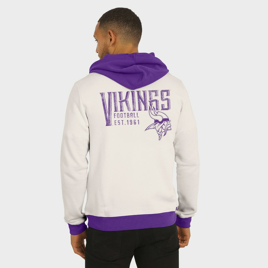 Minnesota Vikings Darius Rucker Collection Distressed Graphics Full-Zip Hoodie Cream