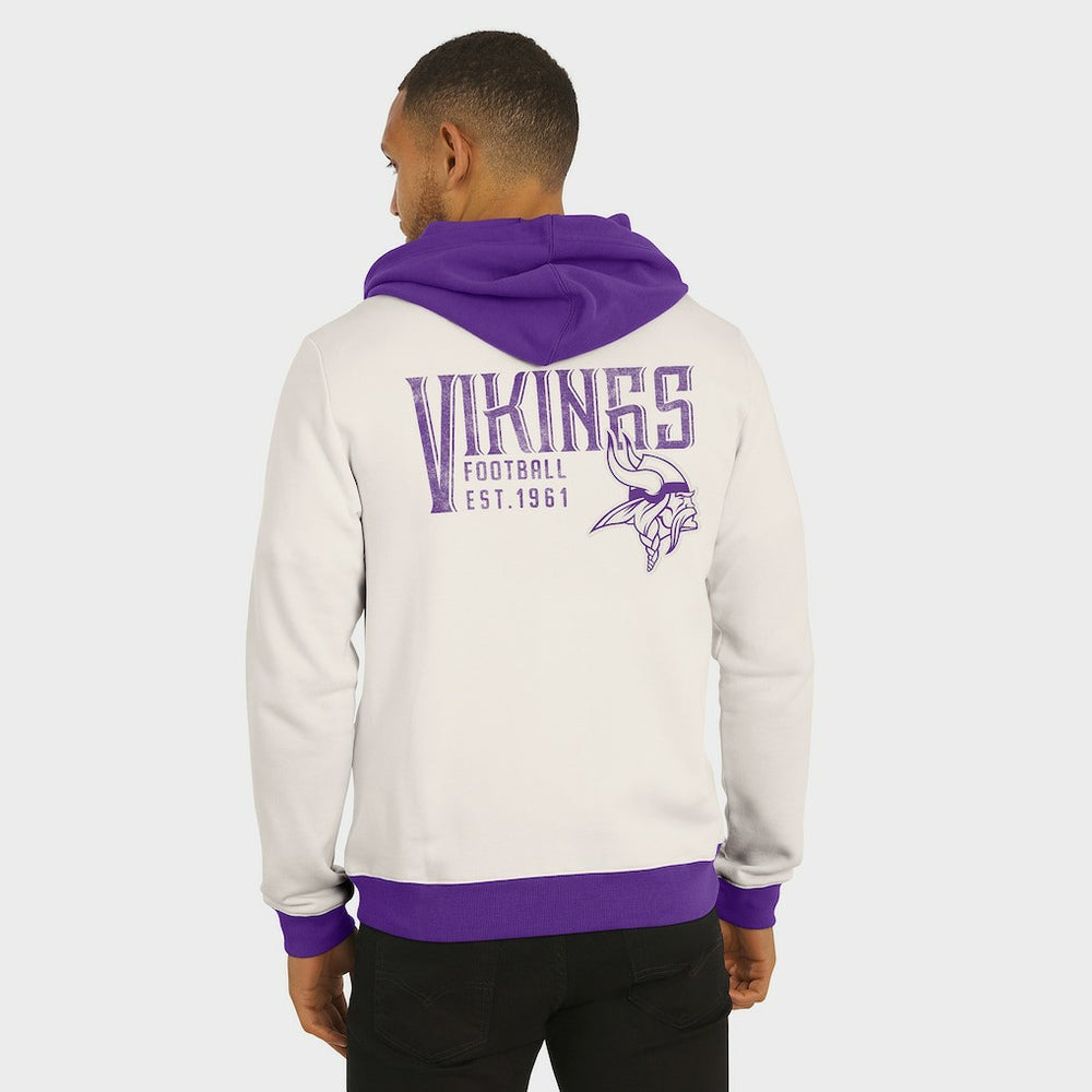Minnesota Vikings Darius Rucker Collection Distressed Graphics Full-Zip Hoodie Cream