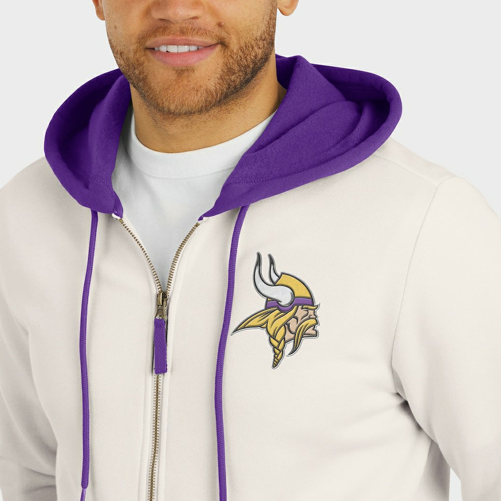 Minnesota Vikings Darius Rucker Collection Distressed Graphics Full-Zip Hoodie Cream