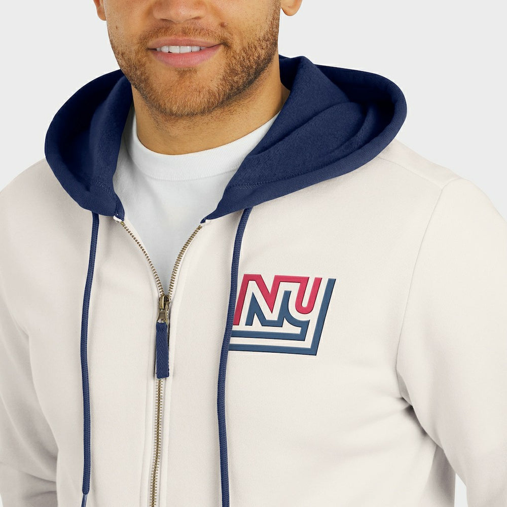 New York Giants Darius Rucker Collection Distressed Graphics Full-Zip Hoodie Cream