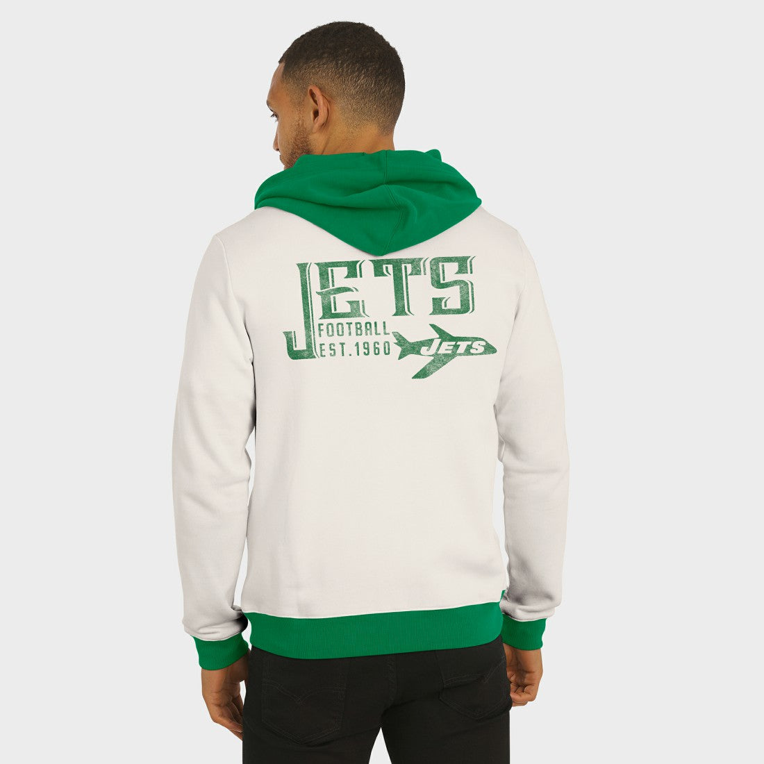 New York Jets Darius Rucker Collection Distressed Graphics Full-Zip Hoodie Cream