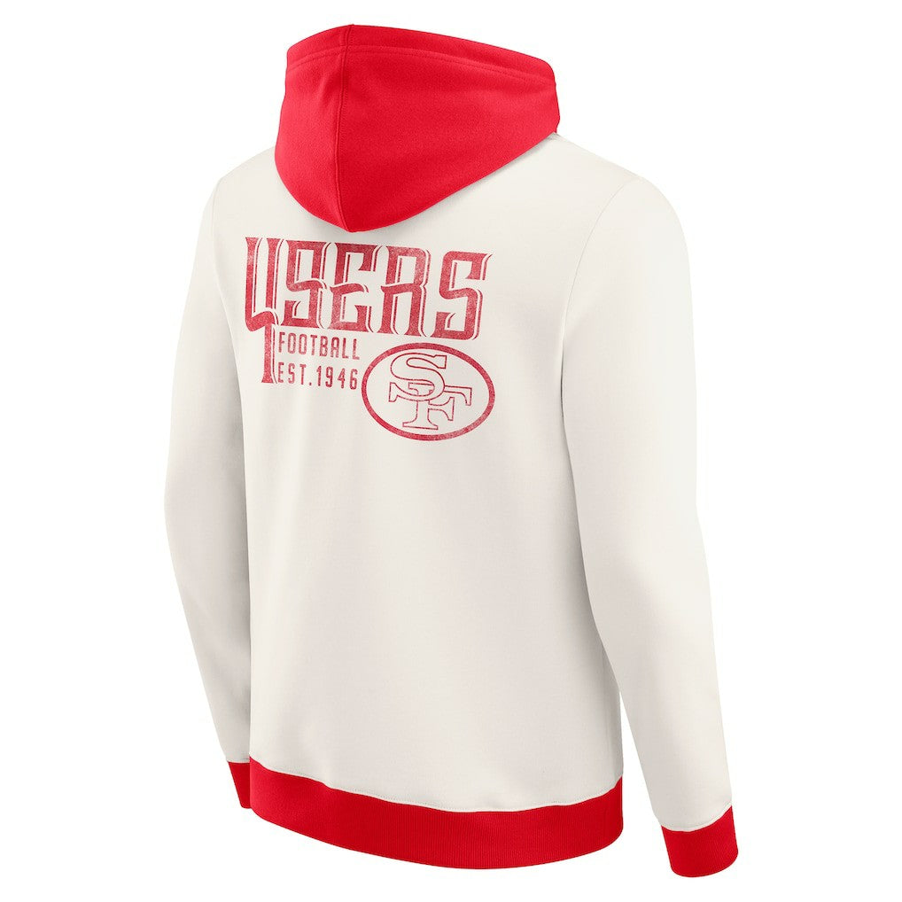 San Francisco 49ers Darius Rucker Collection Distressed Graphics Full-Zip Hoodie Cream