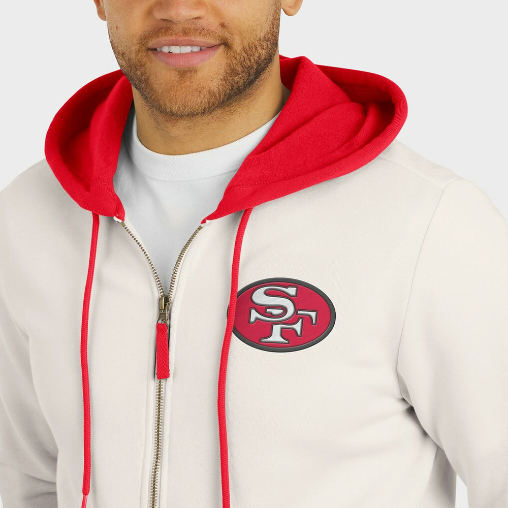 San Francisco 49ers Darius Rucker Collection Distressed Graphics Full-Zip Hoodie Cream