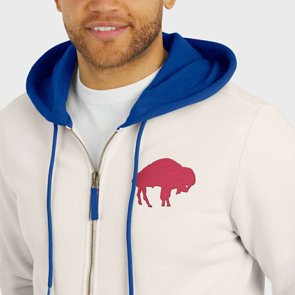 Buffalo Bills Darius Rucker Collection Distressed Graphics Full-Zip Hoodie Cream