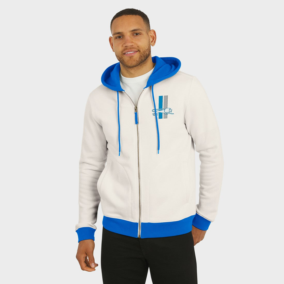 Detroit Lions Darius Rucker Collection Distressed Graphics Full-Zip Hoodie Cream