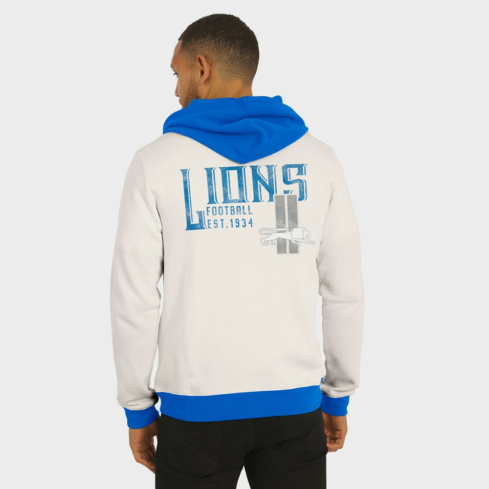 Detroit Lions Darius Rucker Collection Distressed Graphics Full-Zip Hoodie Cream