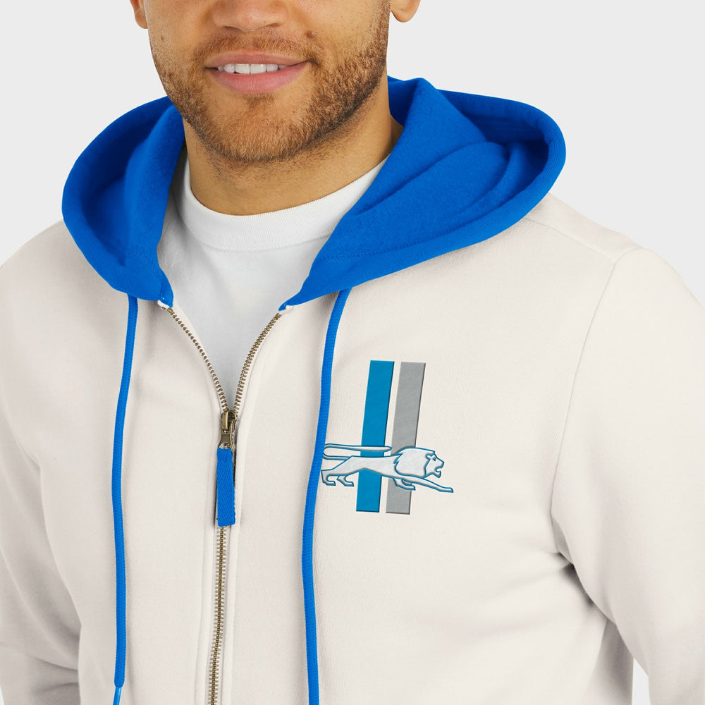 Detroit Lions Darius Rucker Collection Distressed Graphics Full-Zip Hoodie Cream
