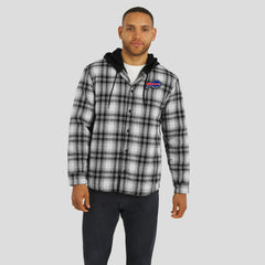 Buffalo Bills NFL x Darius Rucker Collection Plaid Flannel Quilted Full-Snap Hooded Shacket Black