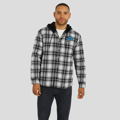 Detroit Lions NFL x Darius Rucker Collection Plaid Flannel Quilted Full-Snap Hooded Shacket Black
