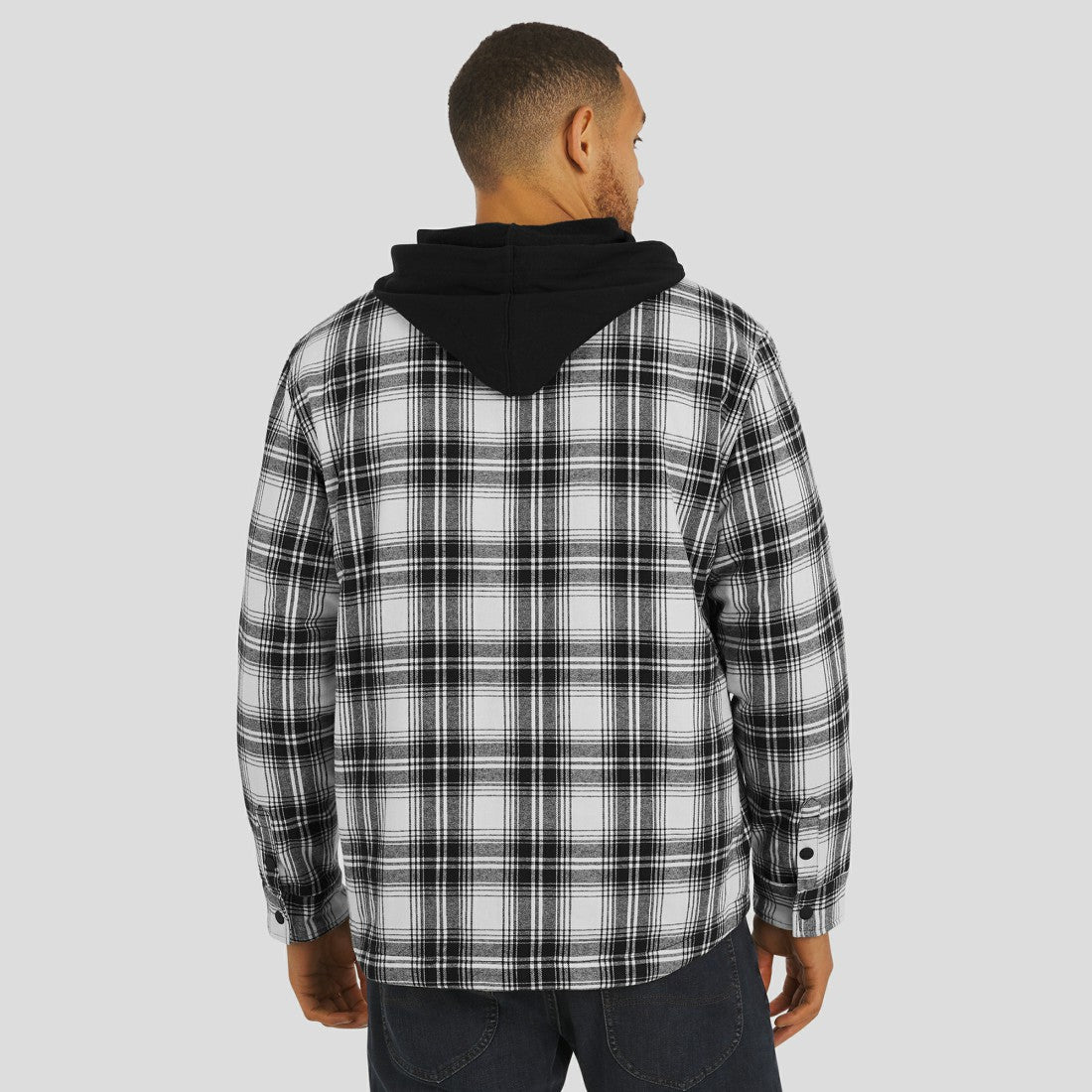 Detroit Lions NFL x Darius Rucker Collection Plaid Flannel Quilted Full-Snap Hooded Shacket Black