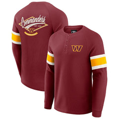 Washington Commanders Darius Rucker Collection Waffle-Knit Raglan Long Sleeve Henley T-Shirt Burgundy