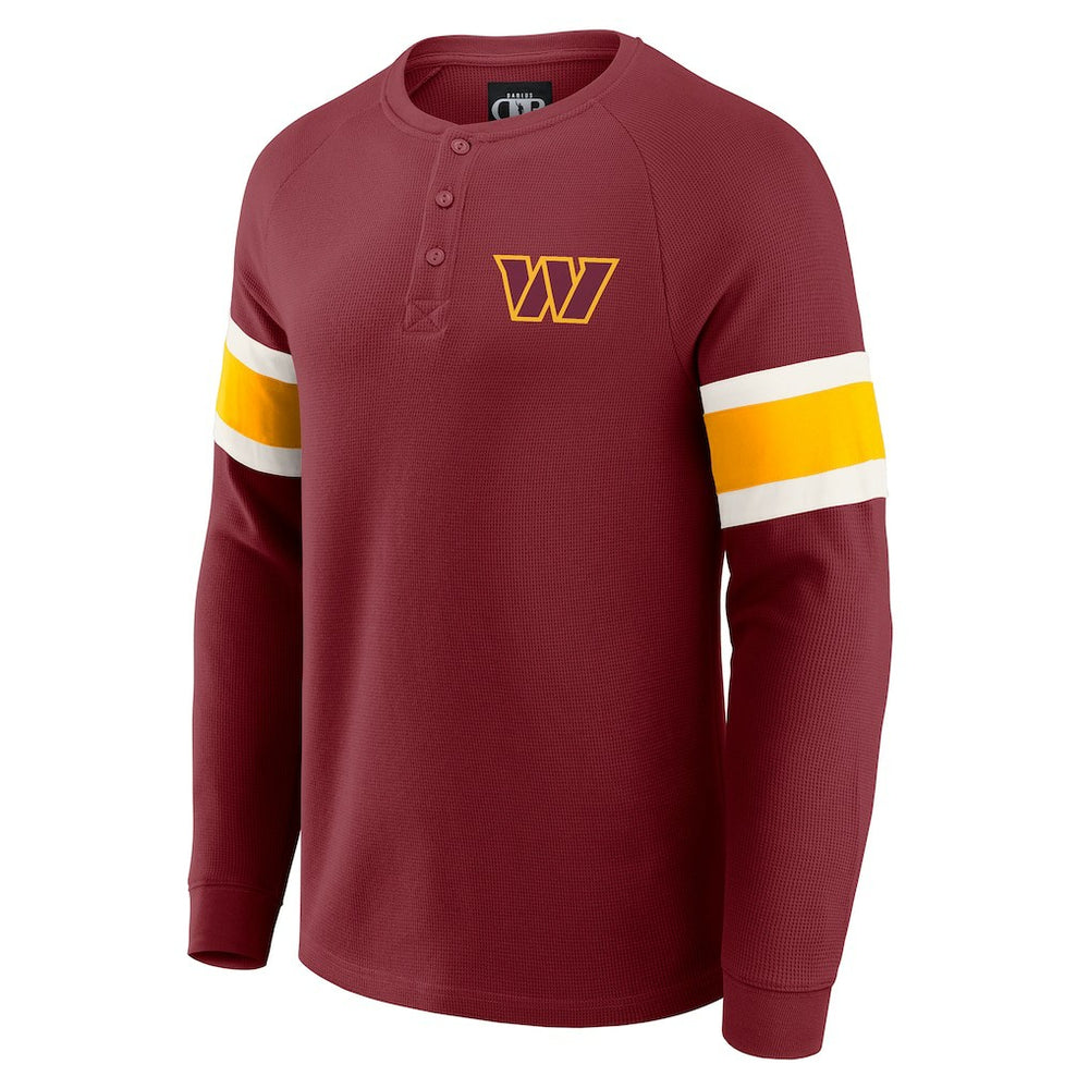 Washington Commanders Darius Rucker Collection Waffle-Knit Raglan Long Sleeve Henley T-Shirt Burgundy