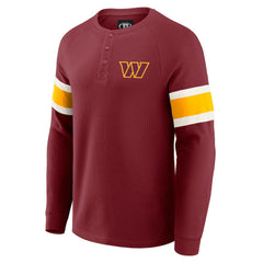 Washington Commanders Darius Rucker Collection Waffle-Knit Raglan Long Sleeve Henley T-Shirt Burgundy