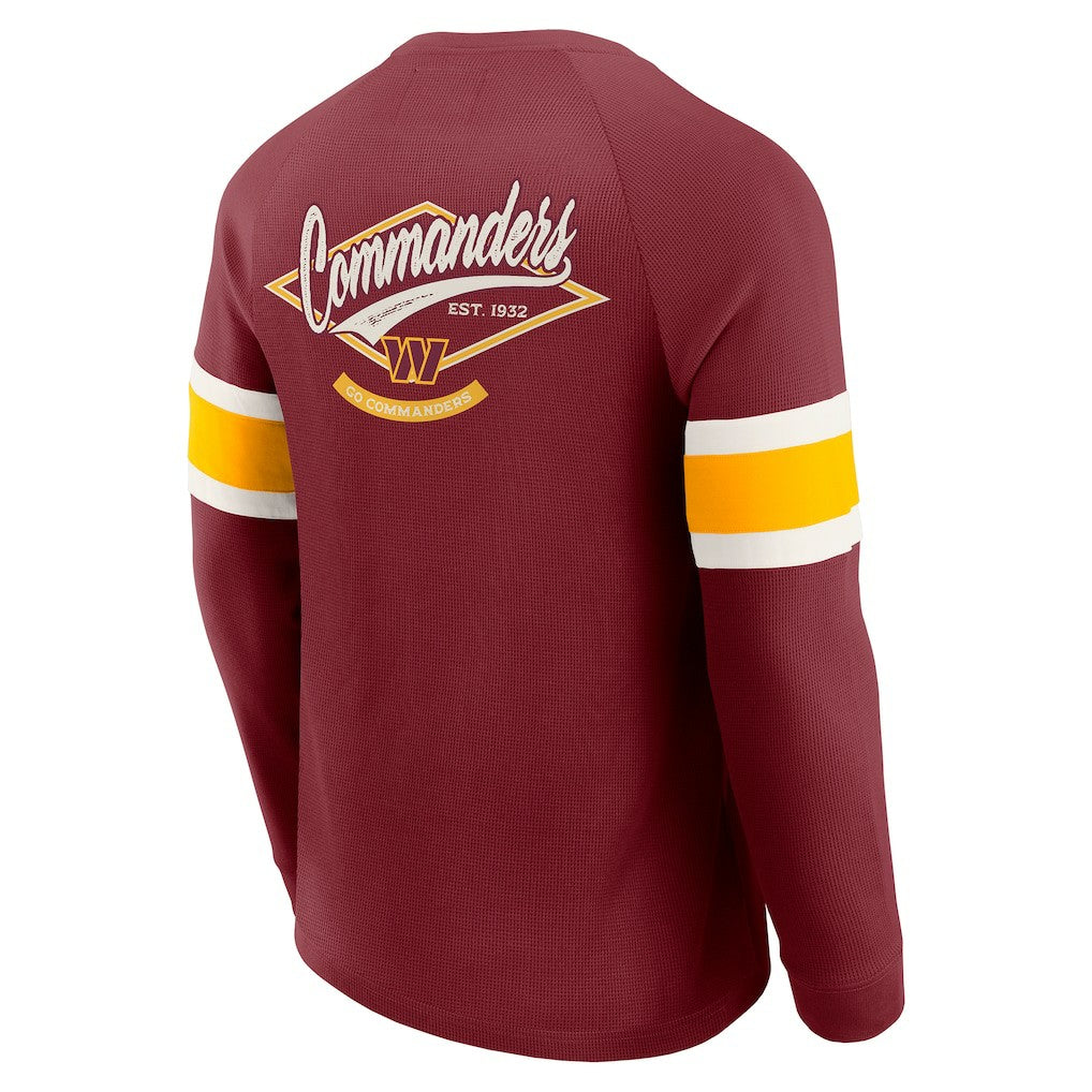 Washington Commanders Darius Rucker Collection Waffle-Knit Raglan Long Sleeve Henley T-Shirt Burgundy