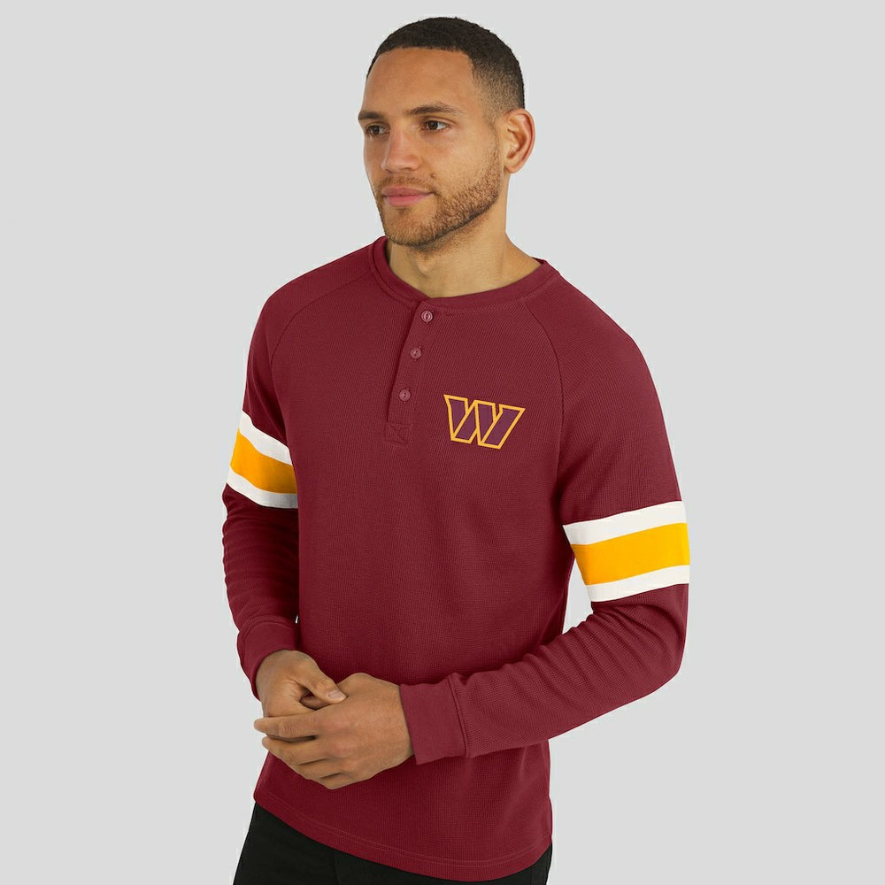 Washington Commanders Darius Rucker Collection Waffle-Knit Raglan Long Sleeve Henley T-Shirt Burgundy