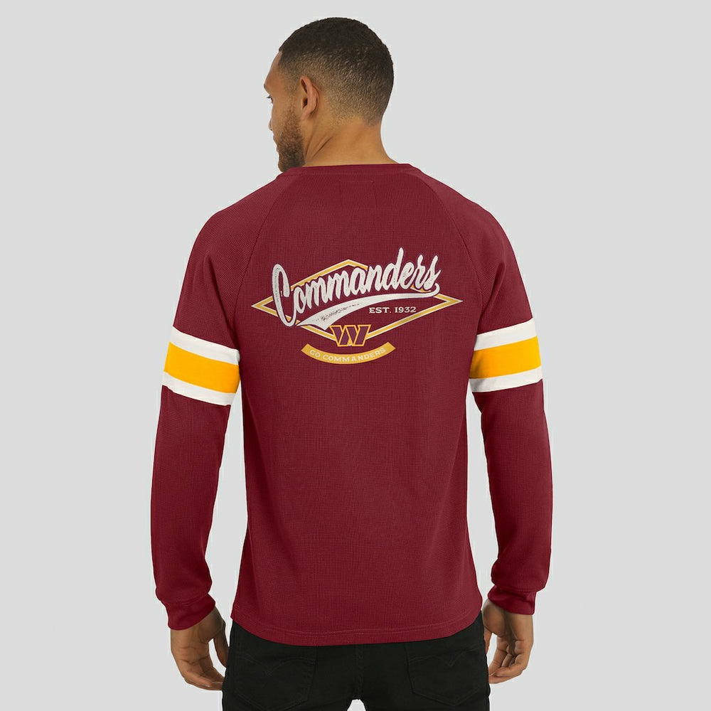 Washington Commanders Darius Rucker Collection Waffle-Knit Raglan Long Sleeve Henley T-Shirt Burgundy