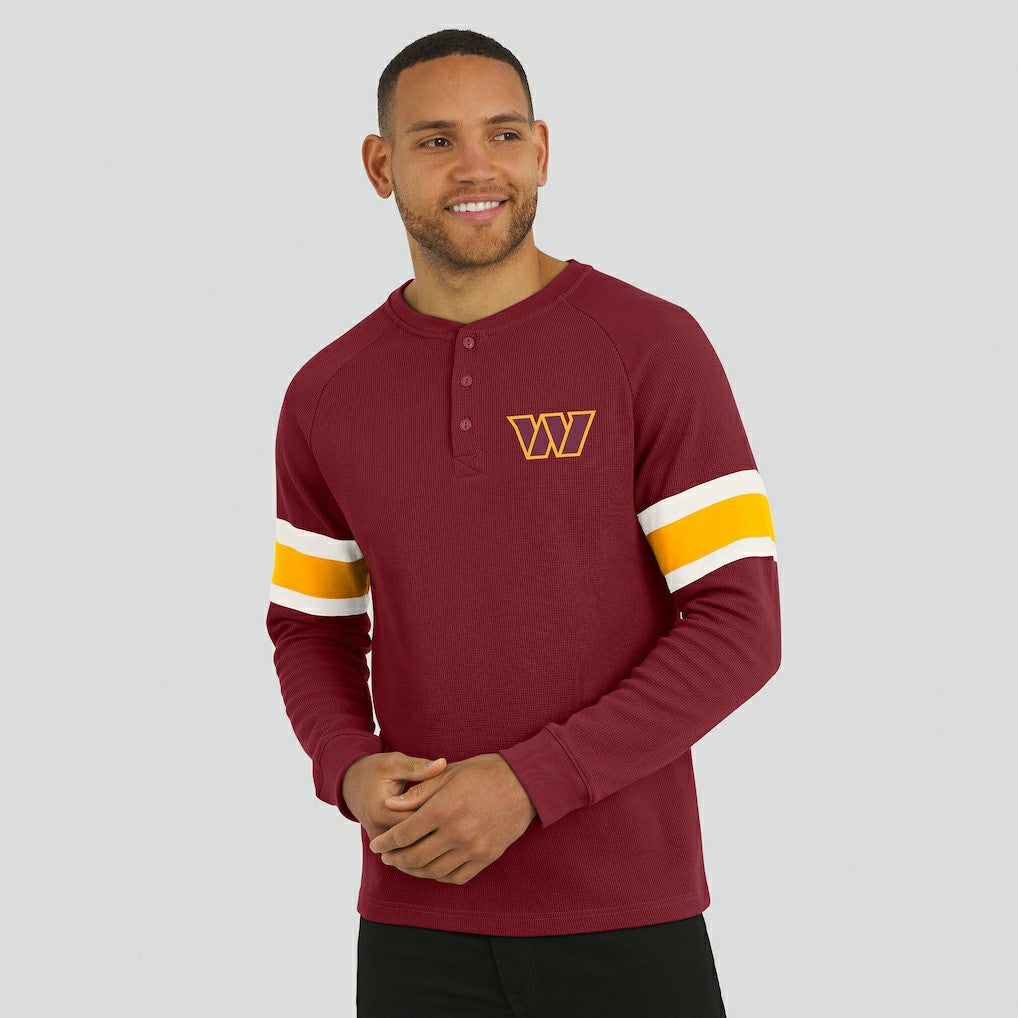 Washington Commanders Darius Rucker Collection Waffle-Knit Raglan Long Sleeve Henley T-Shirt Burgundy