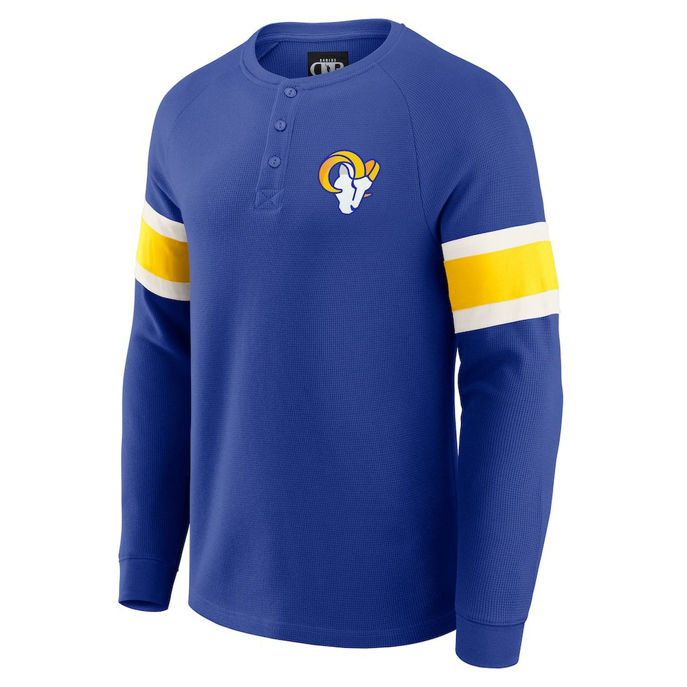 Los Angeles Rams Darius Rucker Collection Waffle-Knit Raglan Long Sleeve Henley T-Shirt Royal