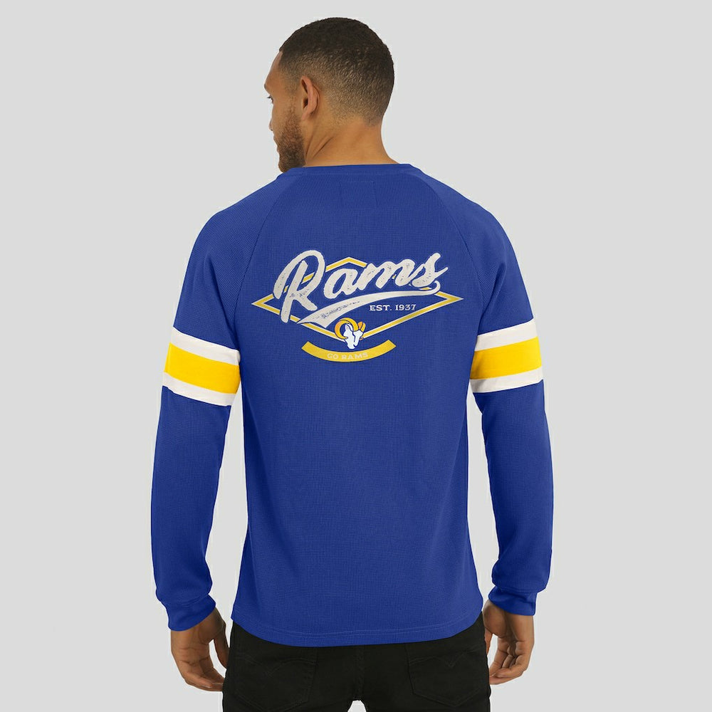 Los Angeles Rams Darius Rucker Collection Waffle-Knit Raglan Long Sleeve Henley T-Shirt Royal