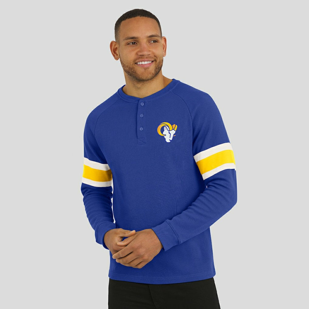 Los Angeles Rams Darius Rucker Collection Waffle-Knit Raglan Long Sleeve Henley T-Shirt Royal